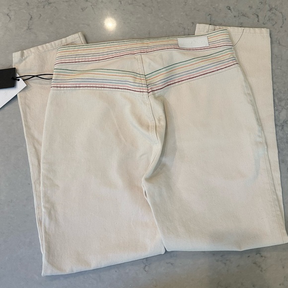 Re Done Re/Done Denim Blanca Jeans White Cream Rainbow Stitching 30 - Picture 5 of 6
